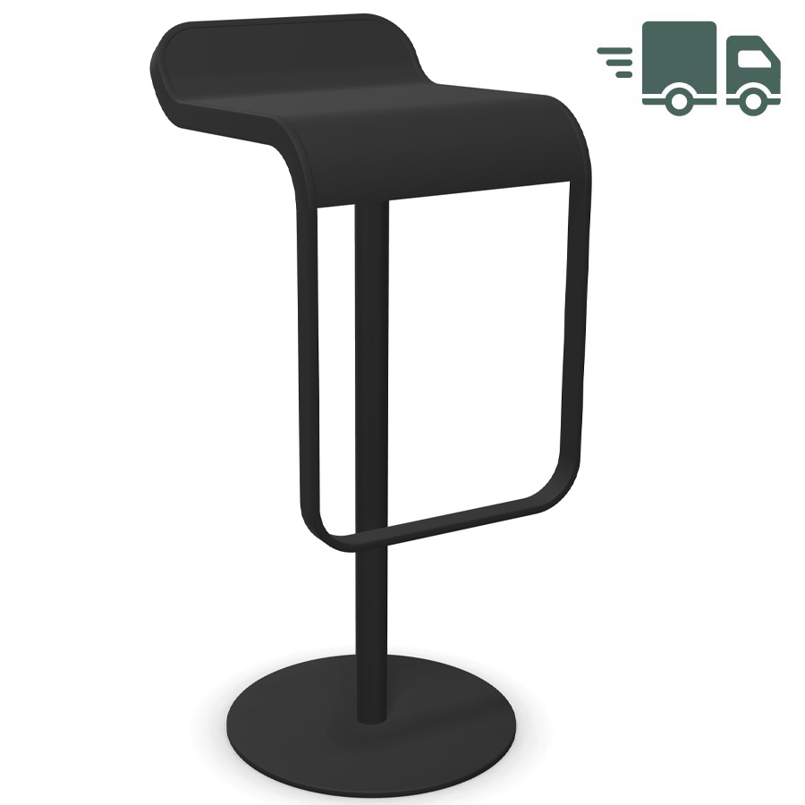 lapalma LEM S81 Barhocker 80 cm fix - Gestell u. Sitz schwarz - seitliche Ansicht