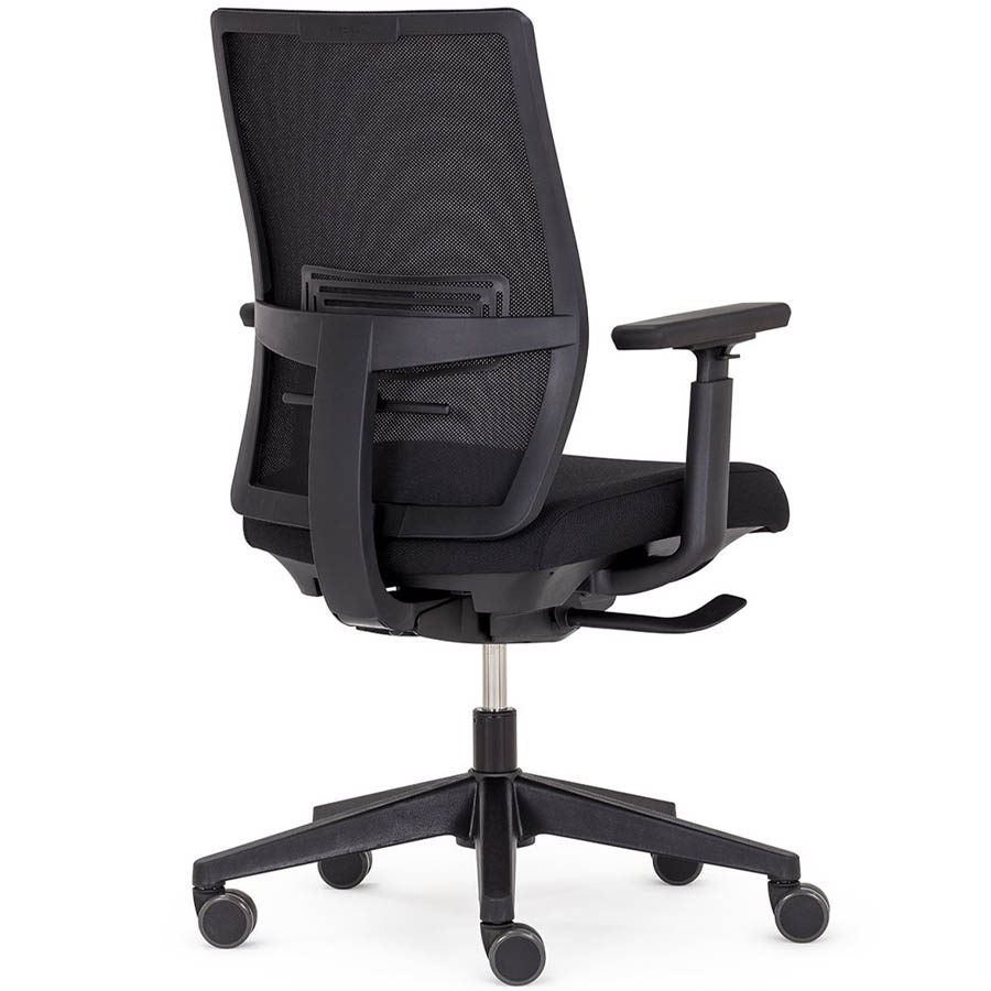 HAWORT Aloha Active Bürodrehstuhl schwarz mit Netzrücken - Rückseite - mit 4D Armlehnen