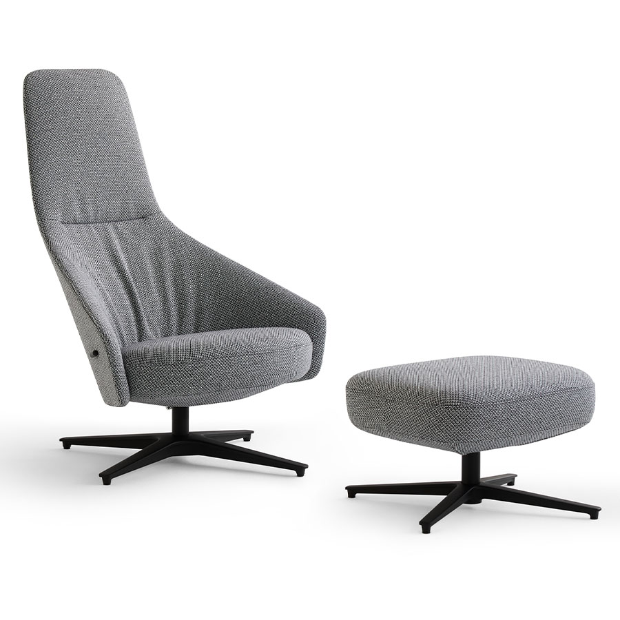 Noti Palo Soft Sessel Soft mit Fußablage Stoff Cleo Pepper