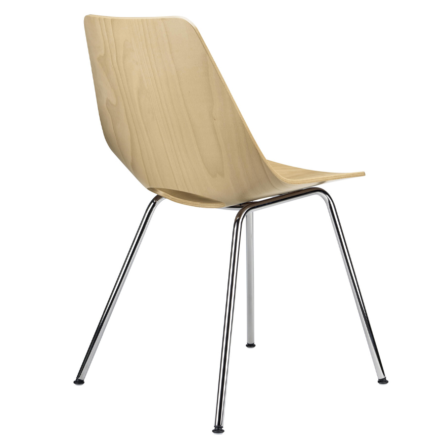 THONET S 661 Stahlrohrstuhl Buche natur - Gestell chrom - Rückansicht seitlich