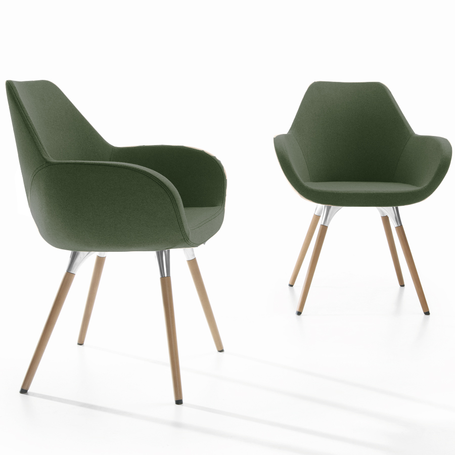 Profim FAN 10 HW mit Holzbeinen Stoff Synergy grün