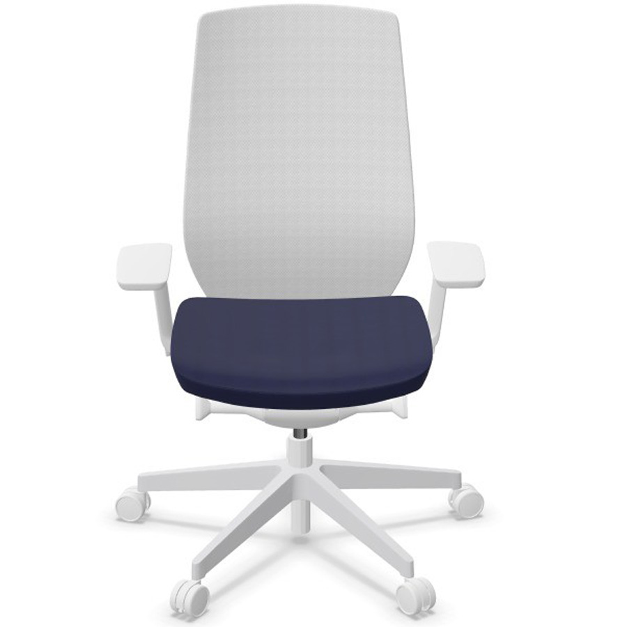 Profim AccisPro mit Netzrücken weiß und Sitzbezug EVO dunkelblau EV10