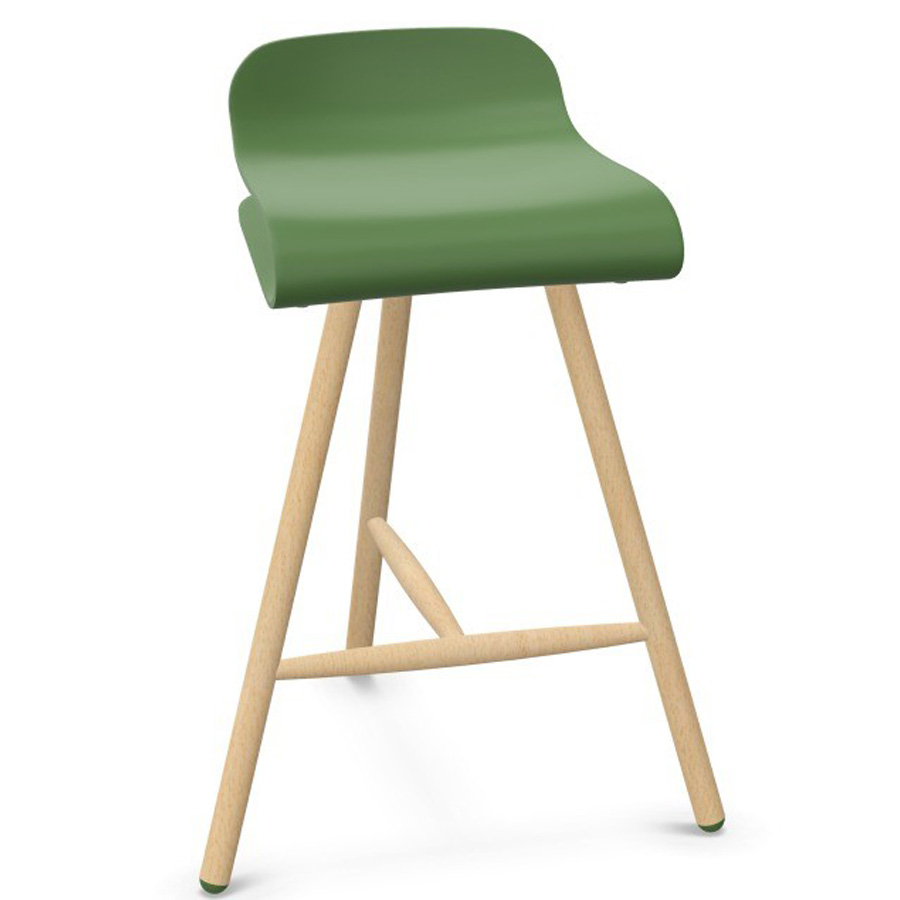 Kristalia BCN Barhocker mit Holzgestell grasgrün