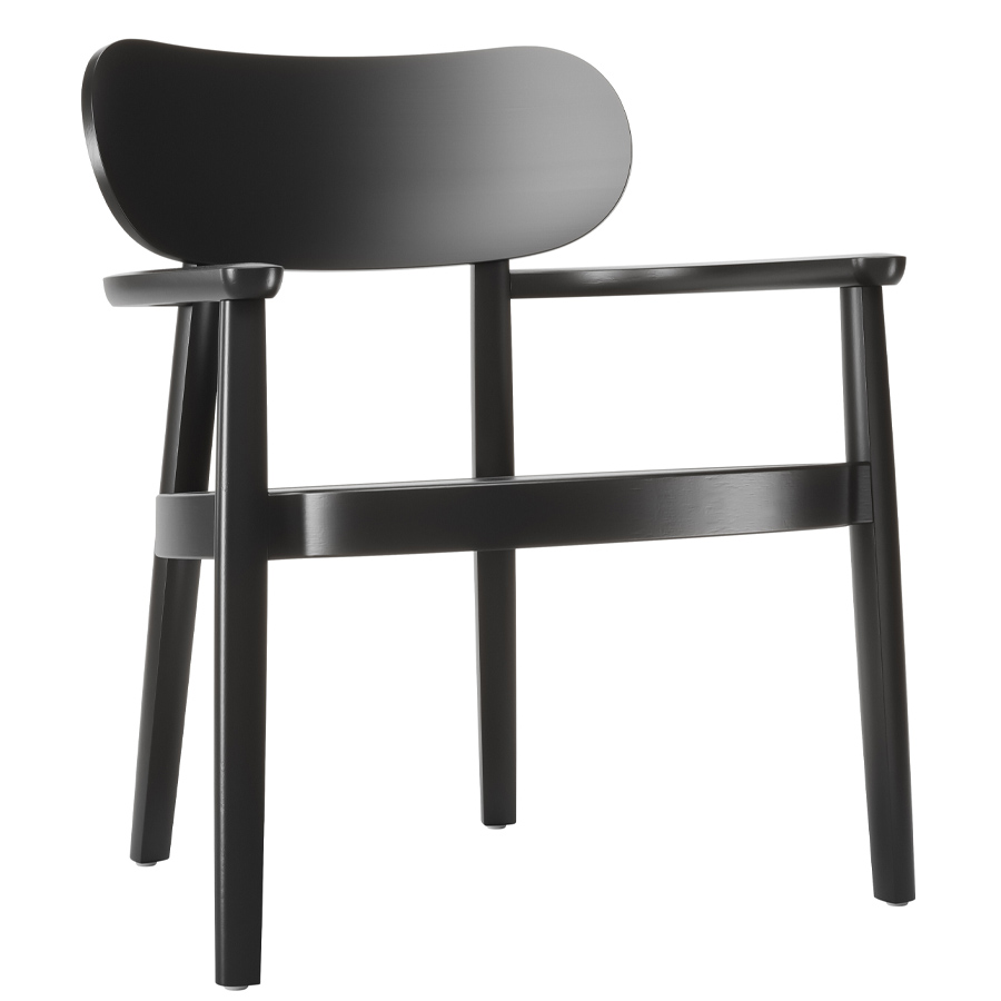 THONET 119 MF Holzstuhl mit Armlehnen und Muldensitz Buche gebeizt schwarz - seitliche Ansicht