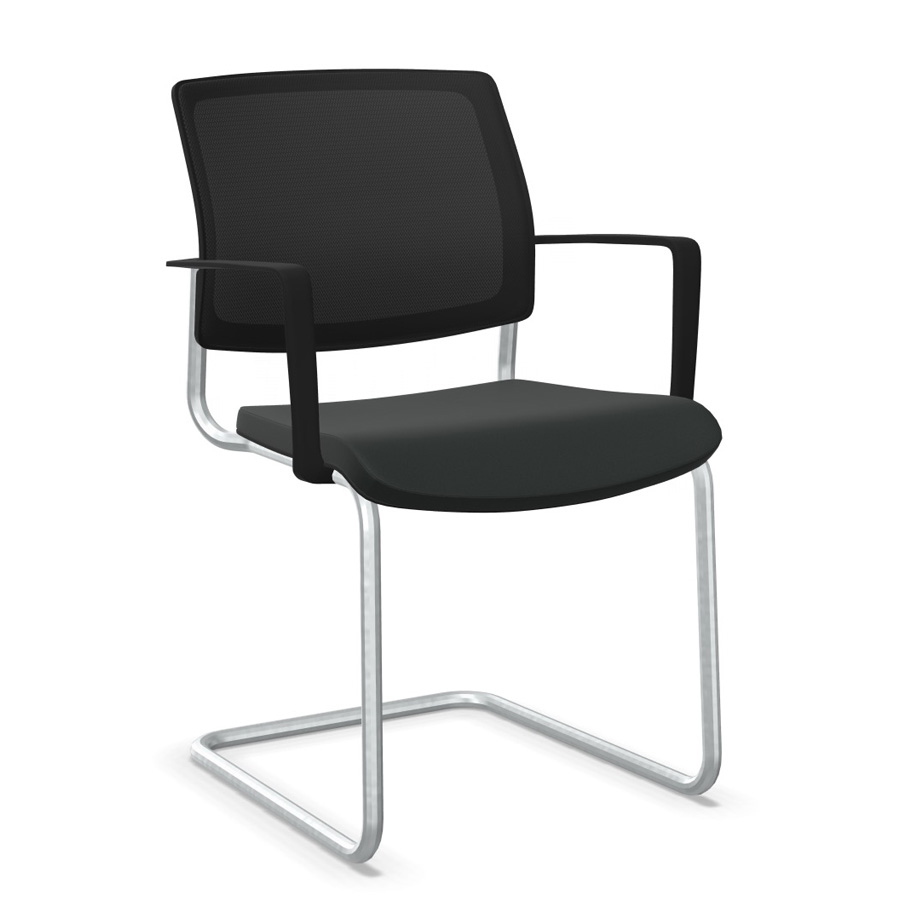 fm Fastline Freischwinger NetGo schwarz | Gestell silber