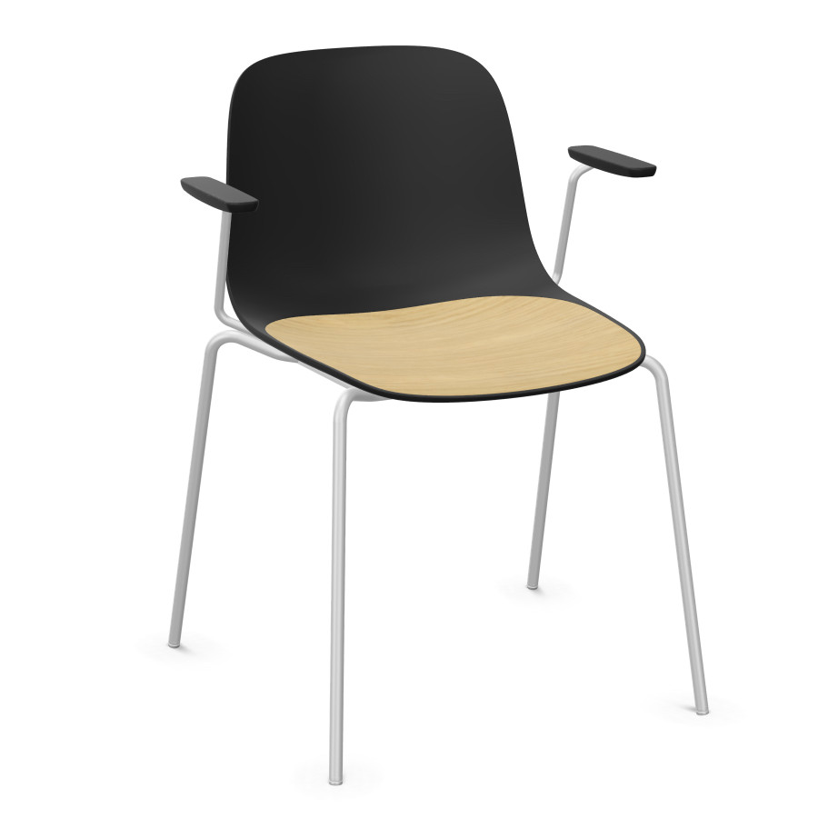 Lapalma SEELA S316 schwarz mit verchromten Gestell und Holzsitzeinlage