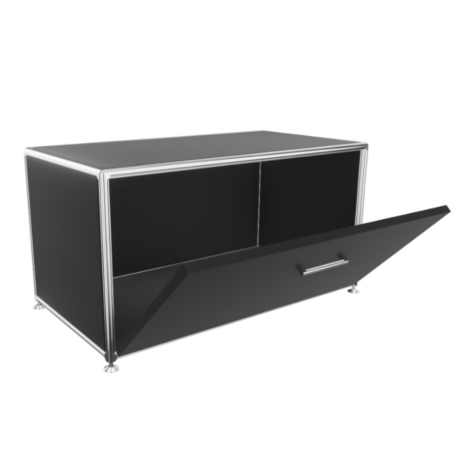 Bosse Lowboard 1 OH melamin schwarz Breite 80 cm mit Klappe offen