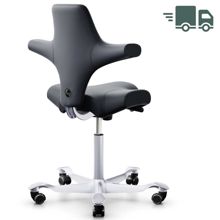 HAG CAPISCO 8106 Lederbezug Anthrazit Sattelsitz - Gestell silber