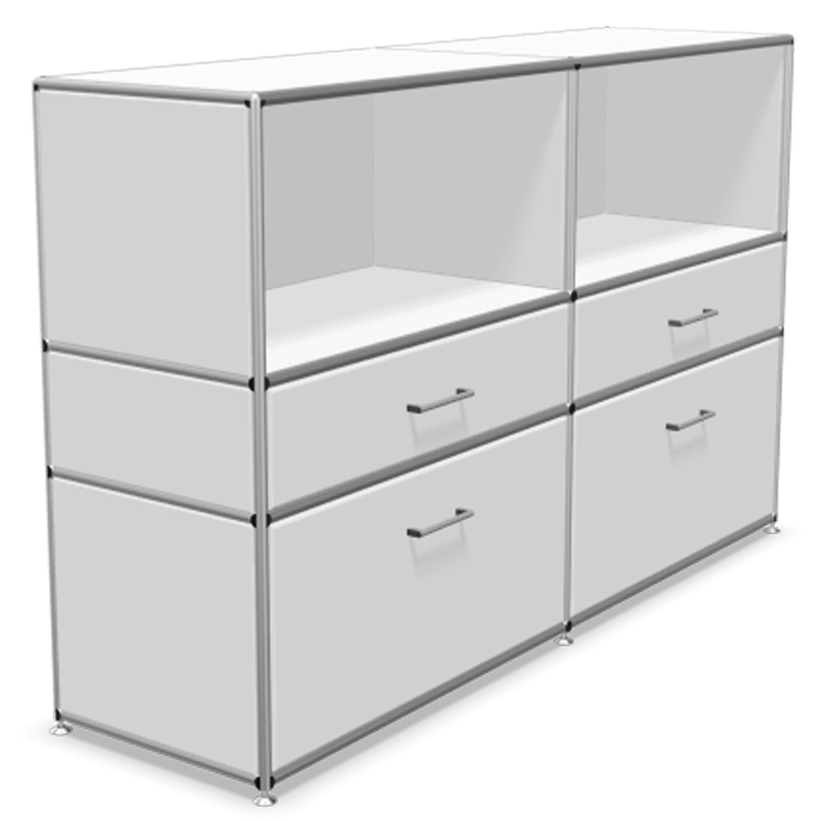 Bosse Modul Space Highboard - unten 4 Schubladen - oben 2 offene Regalfächer - weiß