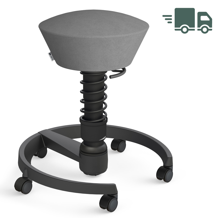 Aeris Swopper Mikrofaser Comfort grau mit Rollen - Gestell schwarz