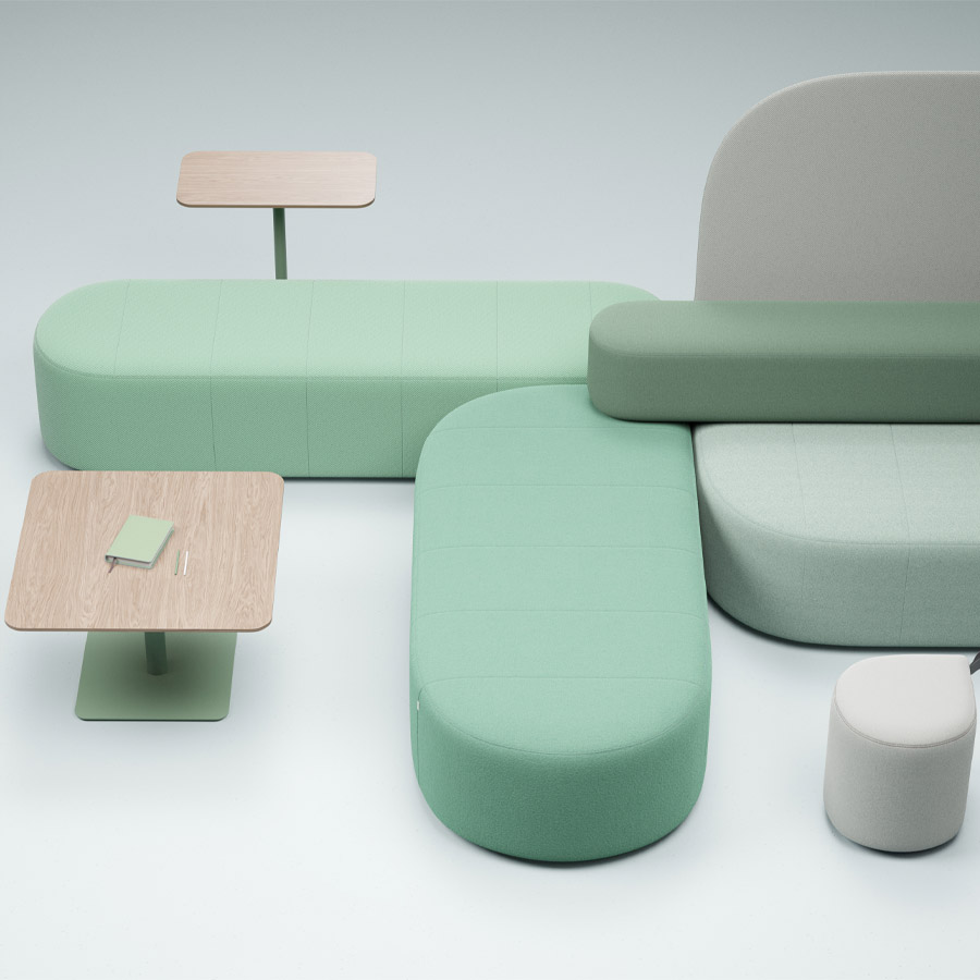 Profim Revo Besprechungsinsel T-Form grüne Kombination