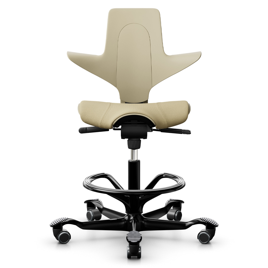 HAG CAPISCO PULS 8020 | Schale Sand | Sitz Select light Ochre | Gestell schwarz mit Fußring