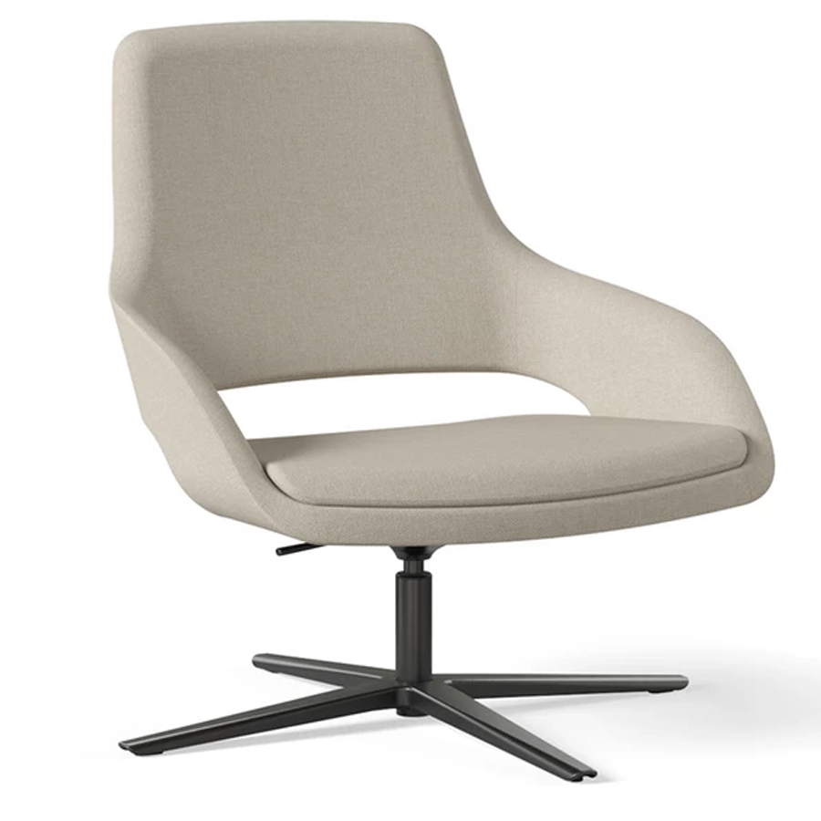 narbutas Sandie Loungesessel mit niedriger Rückenlehne und Drehgestell in Schwarz, höhenverstellbar