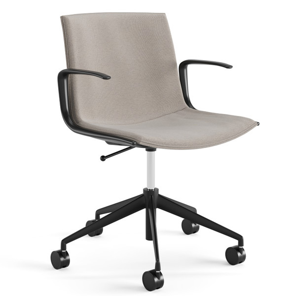 Arper CATIFA Up 6207 Stoff grau mit Armlehnen und Gestell schwarz