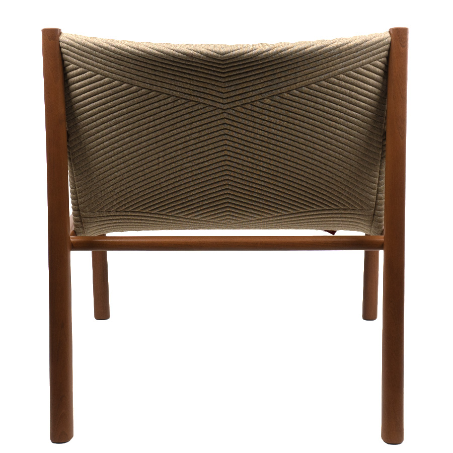 Arper Kata Lounge Sessel gemustert | Sitzfläche Wheat | Gestell Robinia