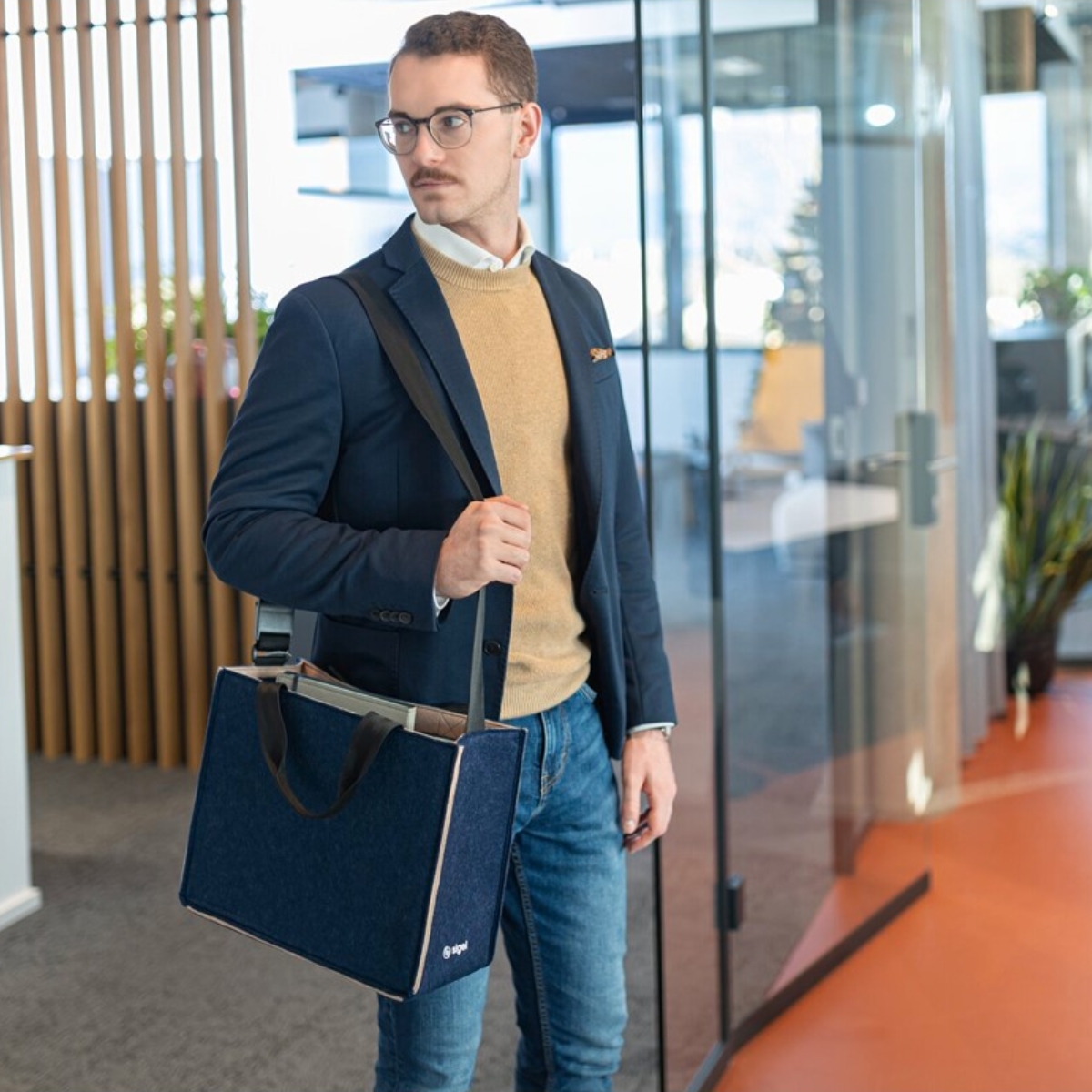 SIGEL Desk Sharing Bag Classic M | Büro Tasche für mobiles Arbeiten | Bicolor