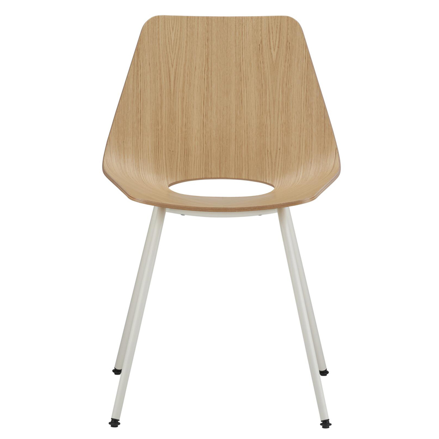 THONET S 661 Stahlrohrstuhl Edelholz Eiche - Gestell weiß - Frontansicht