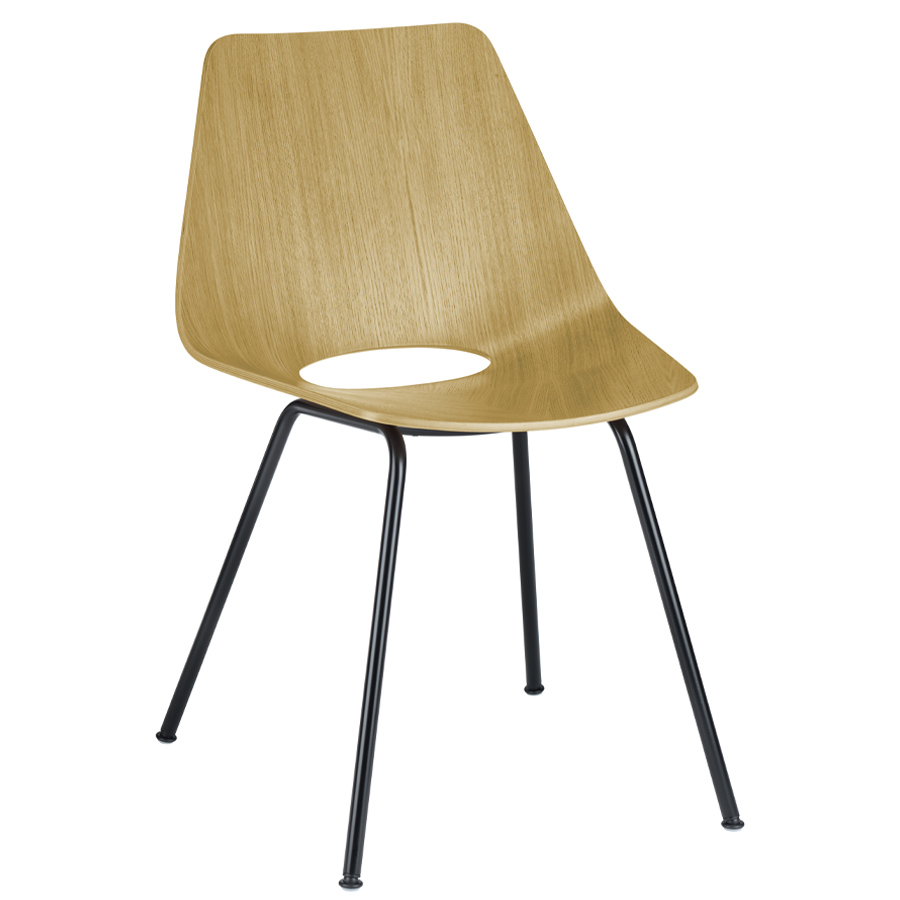 THONET S 661 Stahlrohrstuhl Edelholz Eiche - Gestell schwarz matt