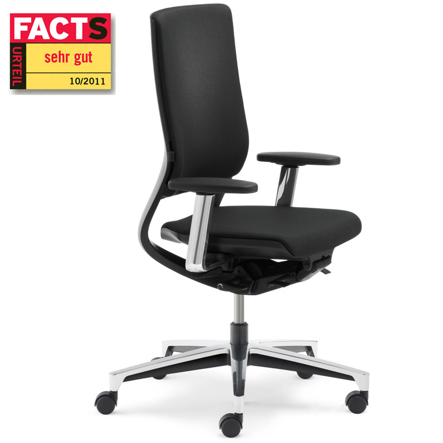 Klöber Mera 98 schwarz mit Fußkreuz verchromt Armlehnen verchromt