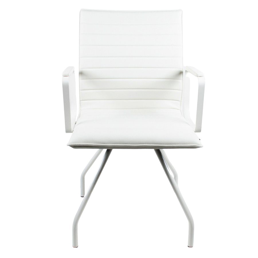 Bejot Orte 3DH 250 - mit Armlehnen - Bezug Kunstleder Keimo weiß - Gestell RAL 9010 - Front