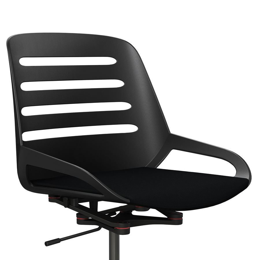 Aeris Numo Task schwarz - Fußkreuz mit Rollen - Sitzpolster Cura schwarz - Nahaufnahme