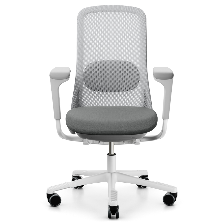 HAG Sofi Mesh 7500 | Ausführung weiß-hellgrau | Sitzbezug Cura 60109 | 2D-Armlehnen