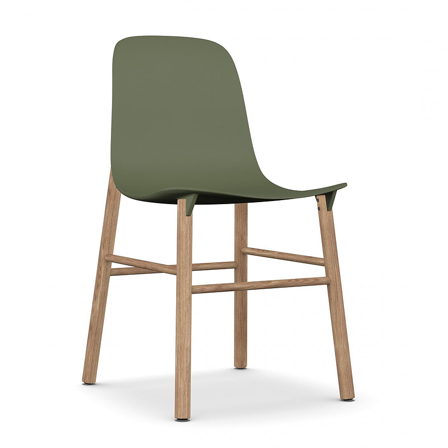 Kristalia Sharky Olivgün mit Holzgestell