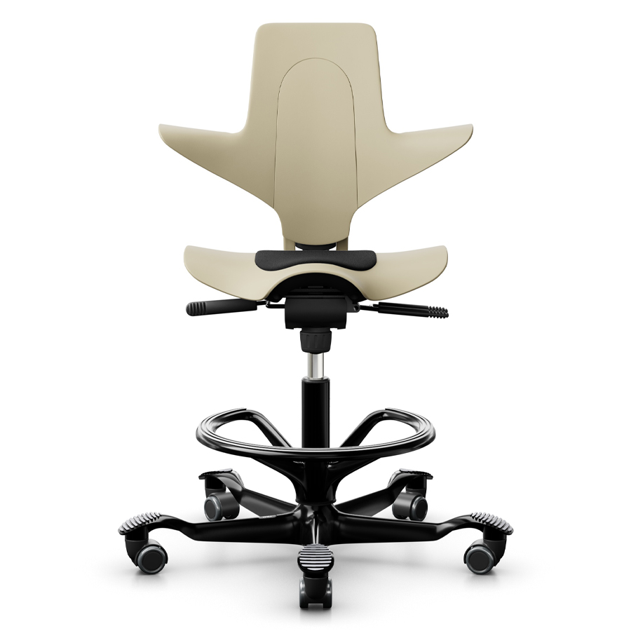 HAG CAPISCO PULS 8010 | Schale Sand | Sitz Cura schwarz | Gestell schwarz | Fußring