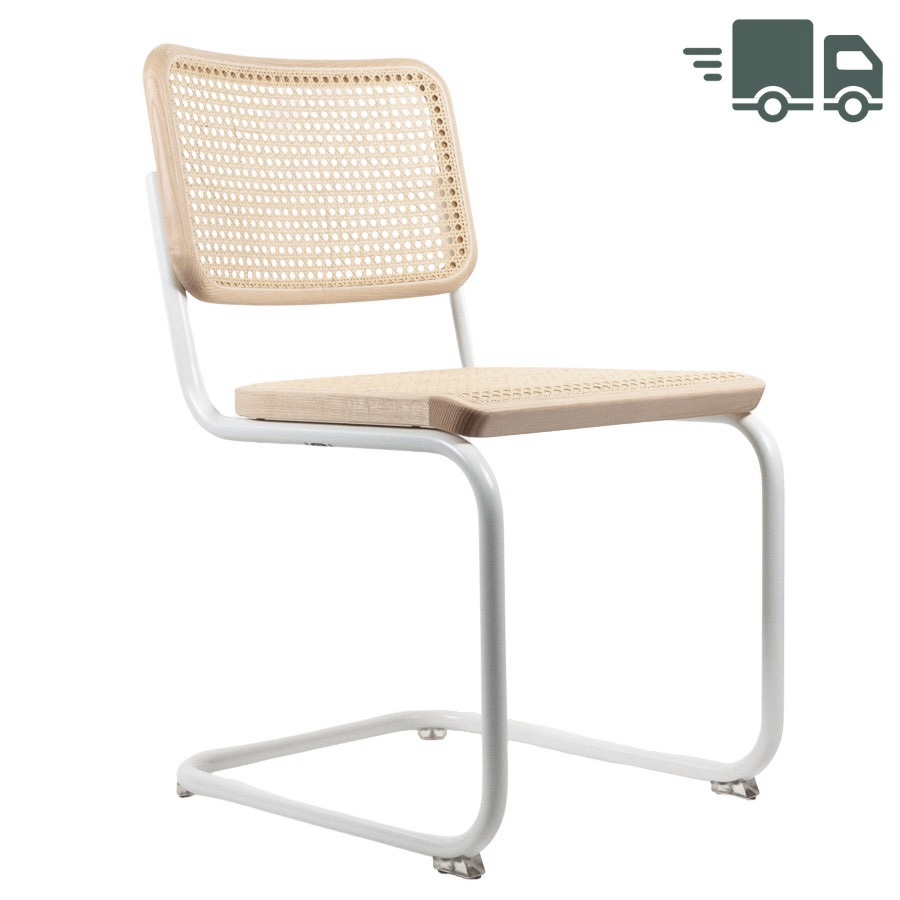THONET S 32 V | Esche Pure Materials | Stahlrohr-Freischwinger | Gestell weiß