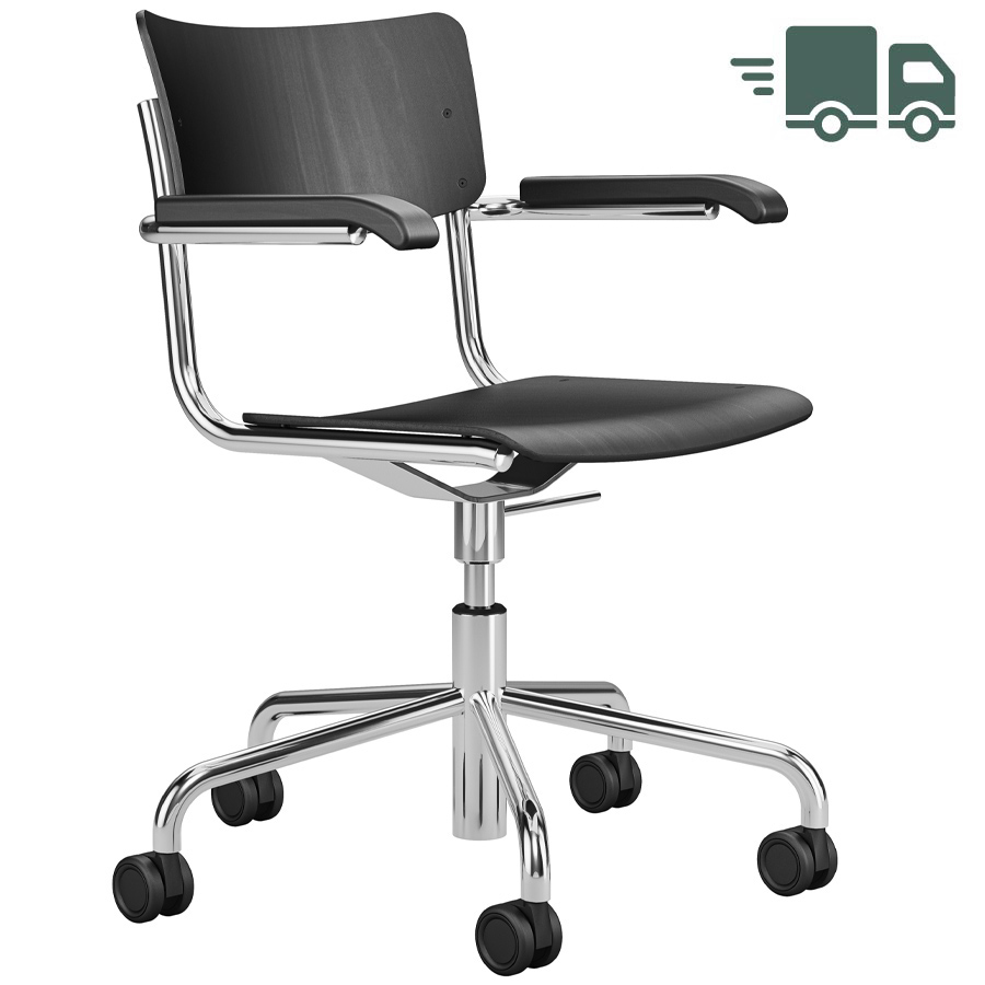 THONET Drehsessel S 43 FDR schwarz gebeizt mit Armlehnen