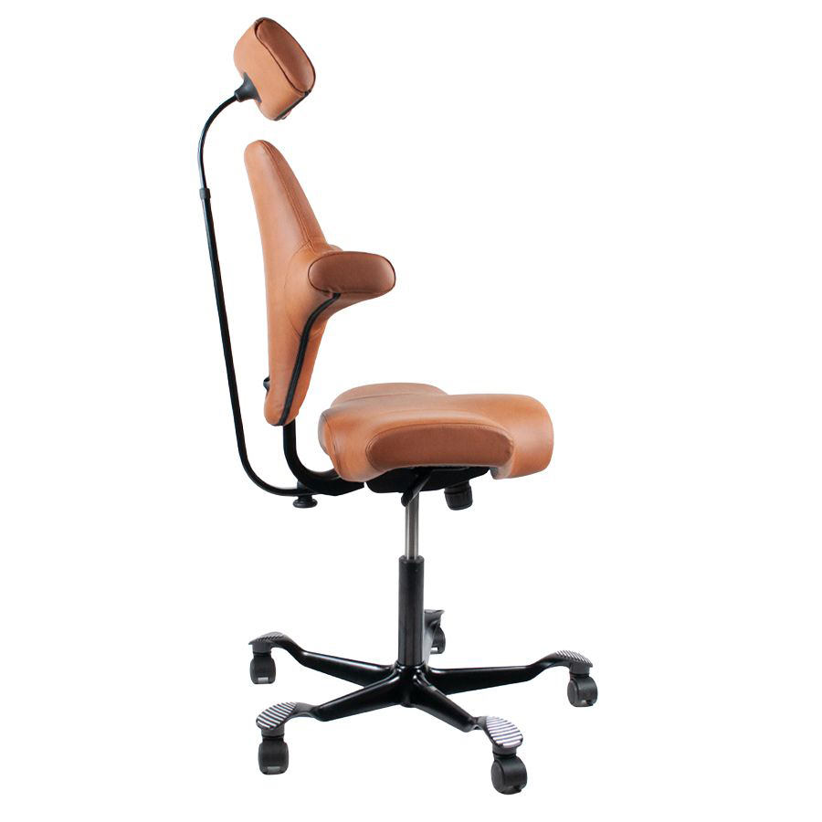 HAG Capisco 8107 - Leder Paloma Soft 5429 natur mit Nackenstütze - Gestell schwarz - Seite