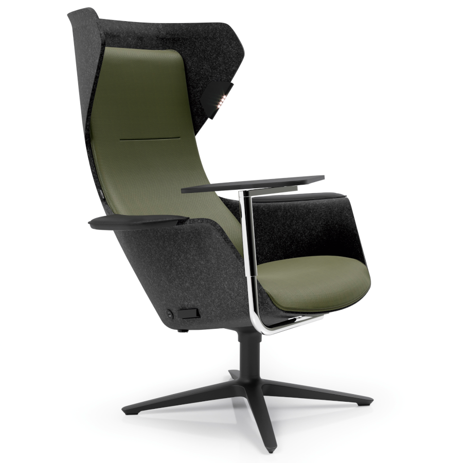 Klöber WOOOM Lounge Sessel Stoff Nova 0430 Olivegrün