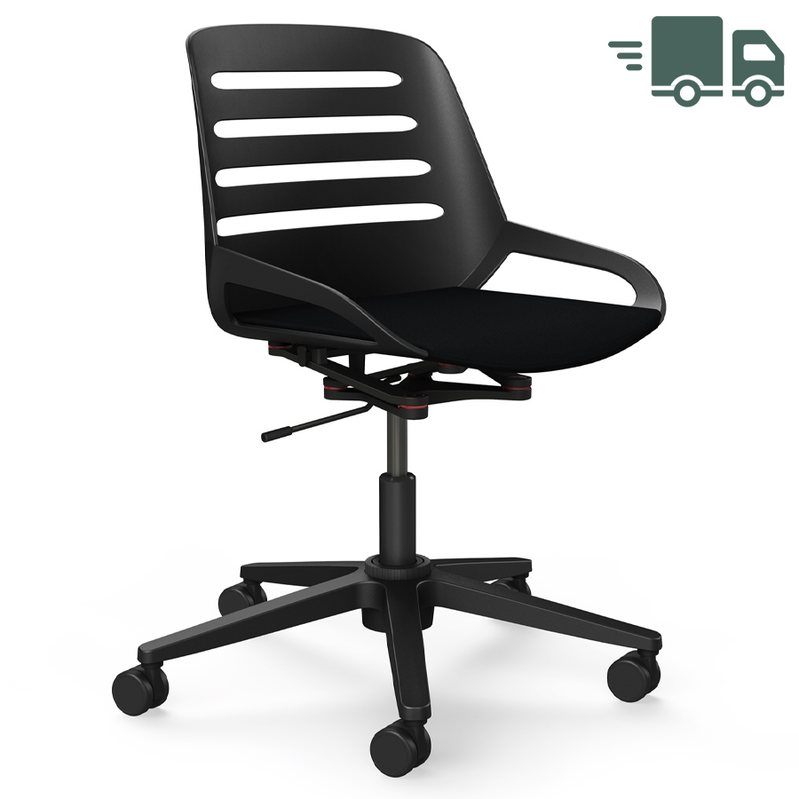 Aeris Numo Task schwarz - Fußkreuz mit Rollen - Sitzpolster Cura schwarz