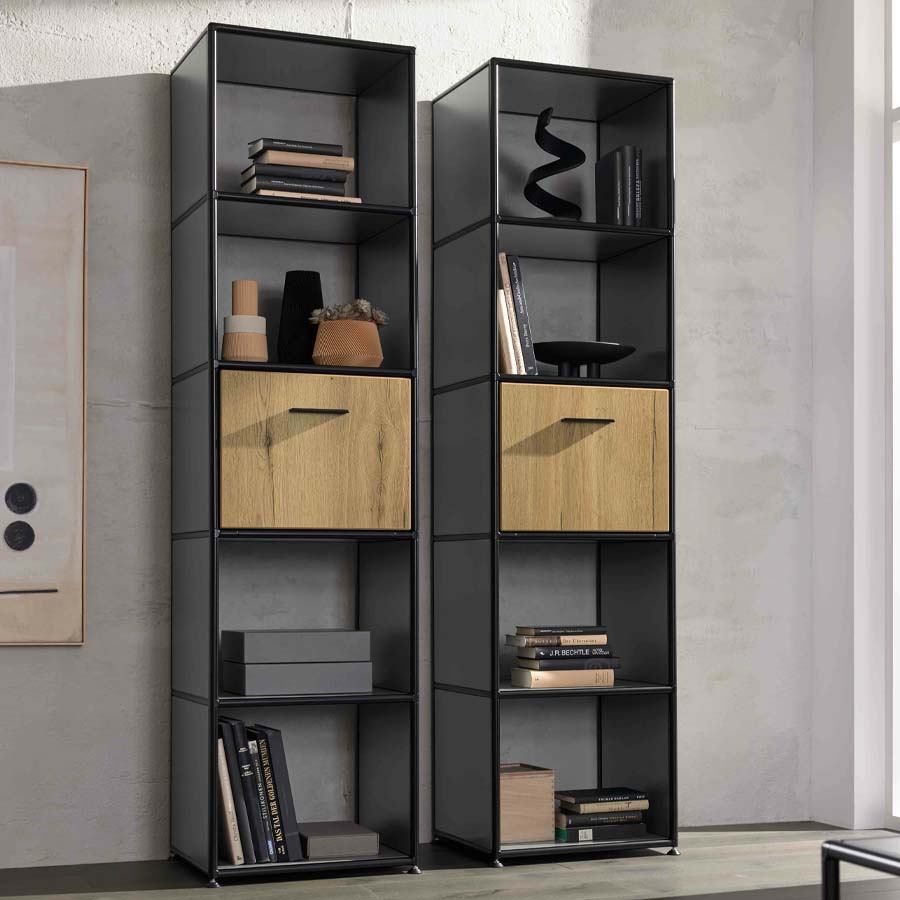 Bosse Solutions Schrank | Basaltgrau | Eiche halifax | Klappe | Black Edition