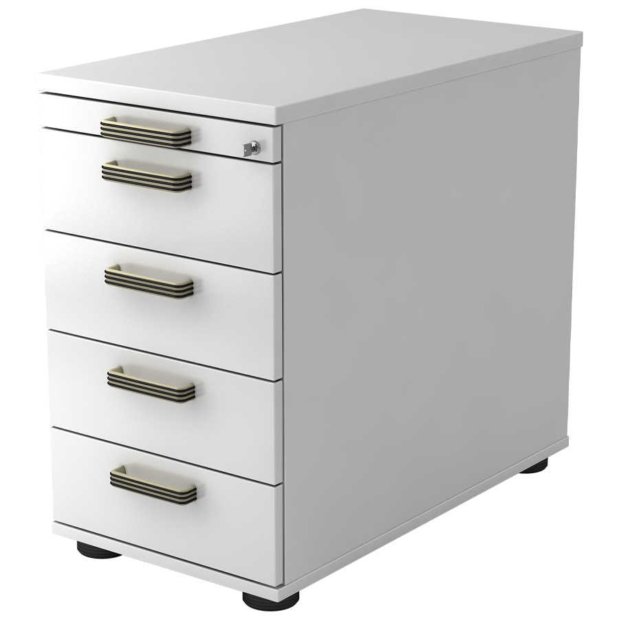 RWH Rollcontainer TOWER weiß - Streifengriff Kunststoff