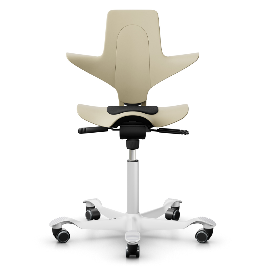HAG CAPISCO PULS 8010 | Schale Sand | Sitz Cura schwarz | Gestell weiß