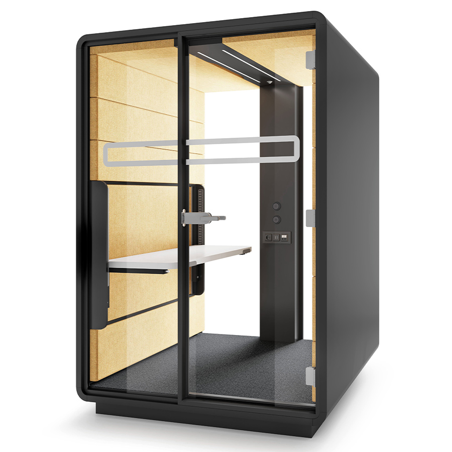 Hushoffice Hushwork.sit&stand Akustikbox konfigurierbar in Wool Mustard