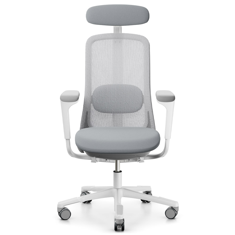 HAG SoFi Mesh 7500 Bürostuhl grau mit Nackenstütze - Stoff Xtreme hellgrau - Frontansicht