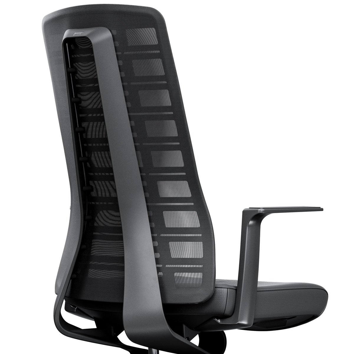 Interstuhl PUREis3 PU213 in Schwarz | Sitzbezug Era schwarz | Rückansicht seitlich