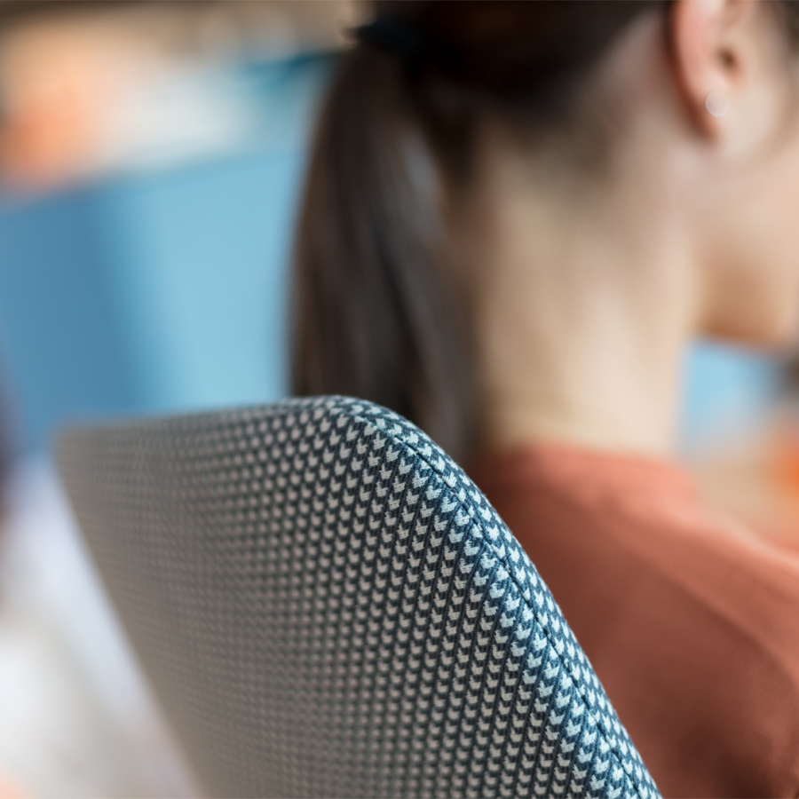 HAWORTH Nia Bürostuhl - Stoff Diagonale chevron blau - hohe Rückenlehne