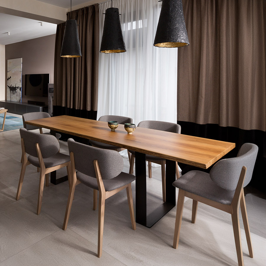 Trebord Classic Esstisch Gestell Standard U, RAL 9005 schwarz, Eiche