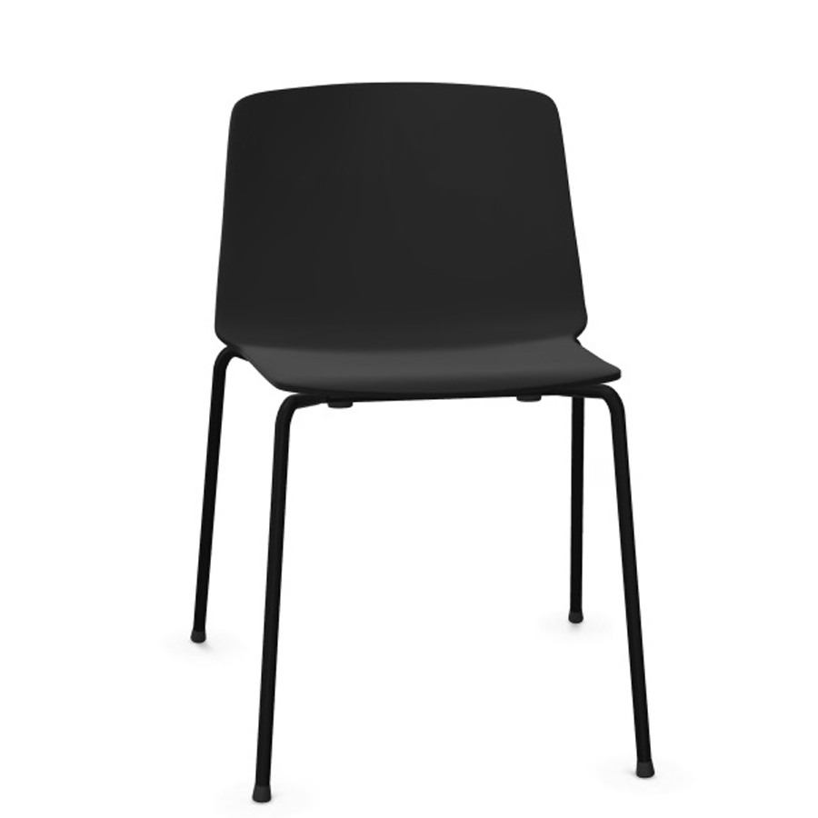 Kristalia RAMA Stuhl mit Vierfußgestell schwarz | Front