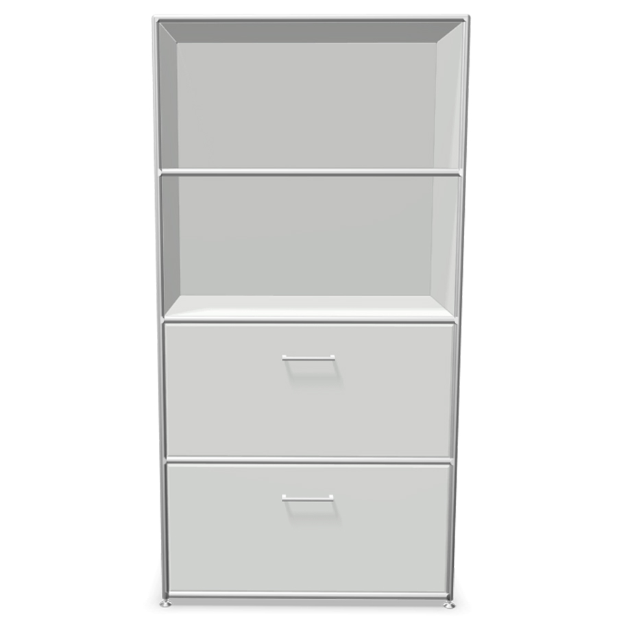 Bosse Modul Space Kombiregal - unten 2 Klappen - oben 2 offene Regalfächer - weiß
