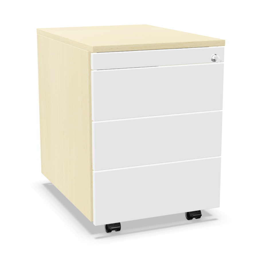 Palmberg Rollcontainer ORGA PLUS 333+1 Akazie mit weißer Front