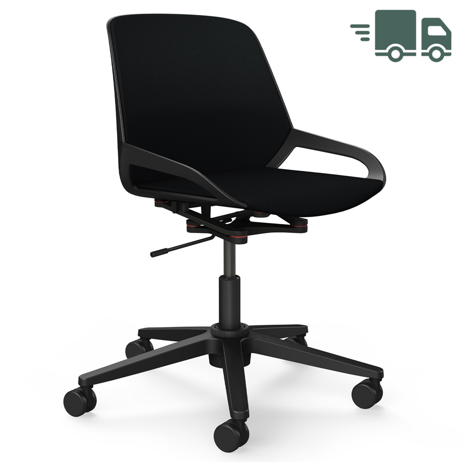 Aeris Numo Task schwarz - Fußkreuz mit Rollen - Sitz- u. Rückenpolster Cura schwarz