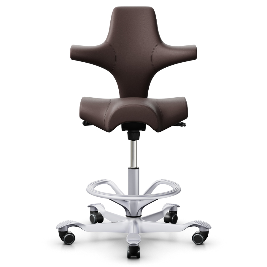 Hag Capisco 8106 Leder braun mit Fußring und hoher Gasfeder