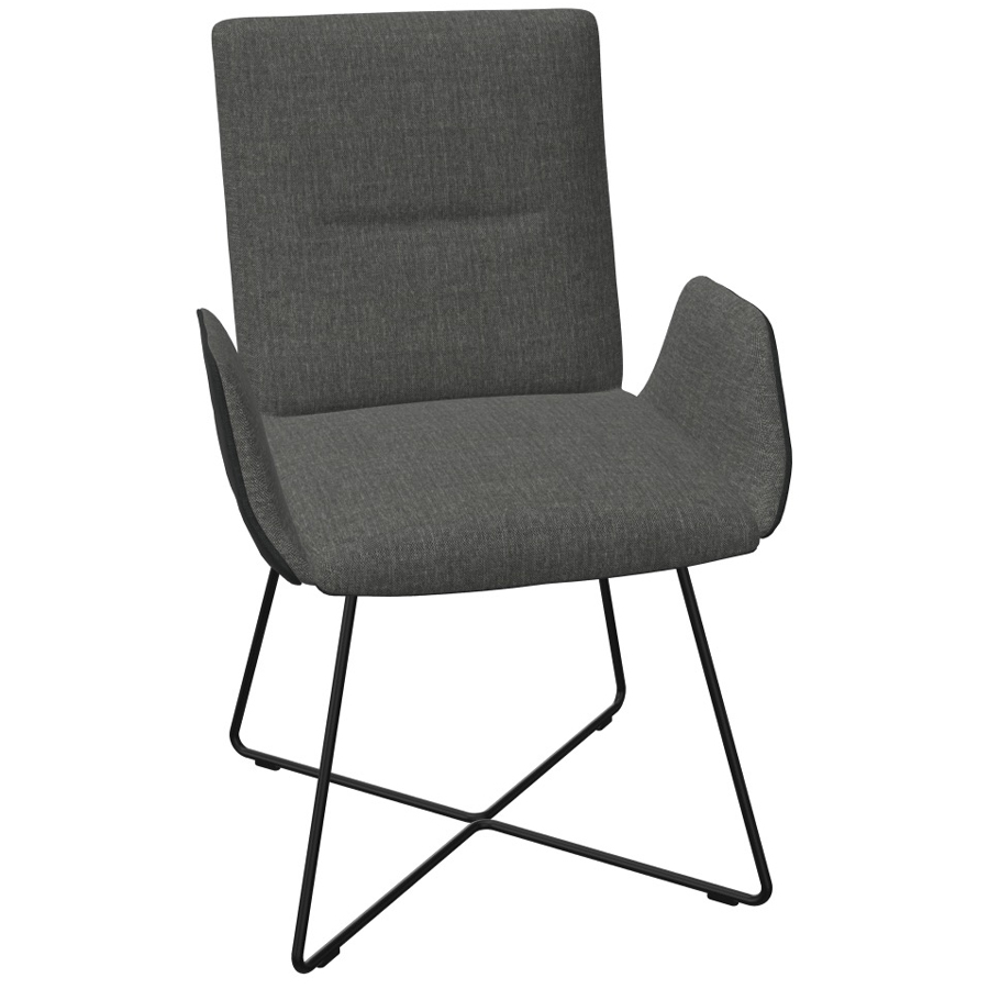 W. Schillig Stuhl mit Armlehnen u. Drahtrohrgestell - Frontansicht