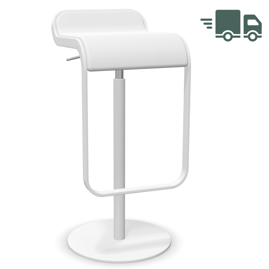 lapalma Lem Leder weiß - Gestell weiß lackiert - Gasfeder chrom matt