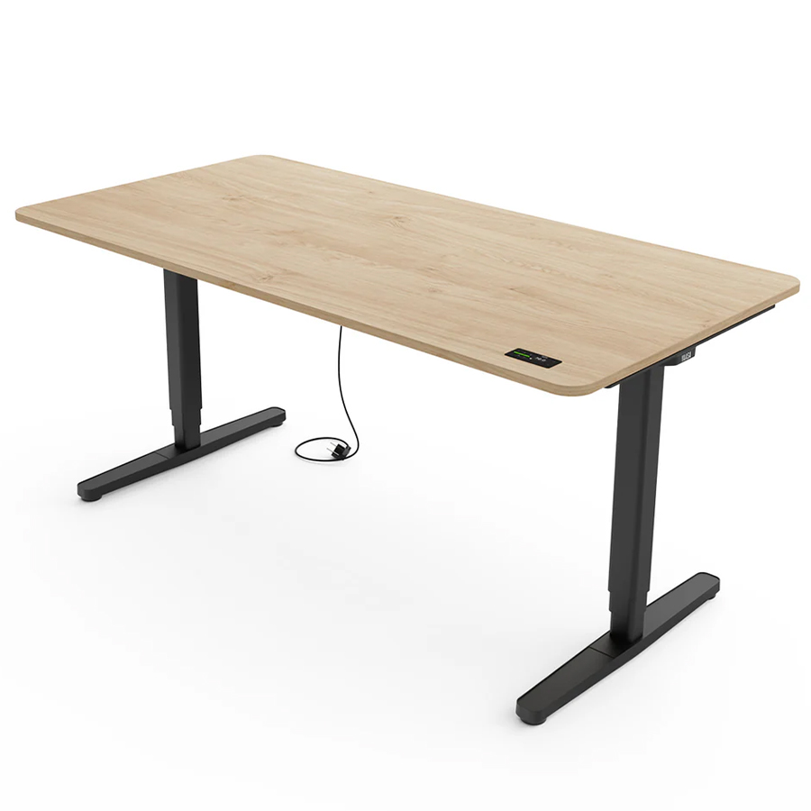 Yaasa Desk Pro Gestell schwarz Tischplatte Eiche natur