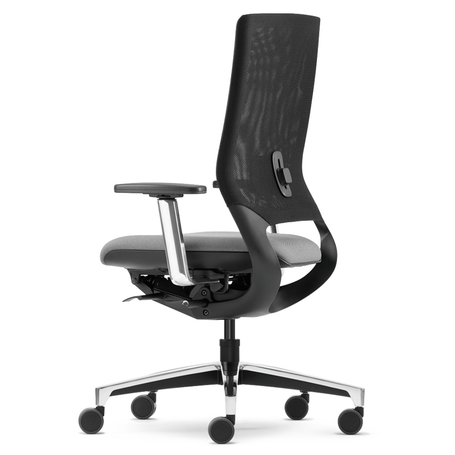 Klöber Mera 84 schwarz mit Netzrücken - Fußkreuz Alu-poliert